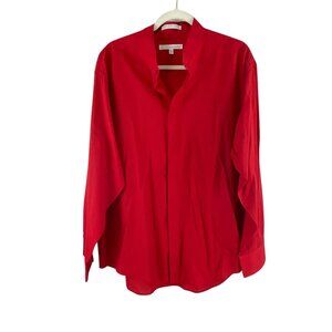 Diamante Men's Long Sleeve Button-Up Shirt XL Red Long Sleeve Oversized Dressy